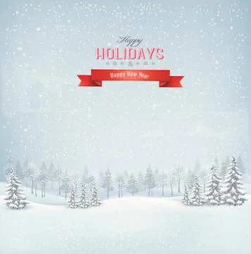 Christmas winter landscape background. vector. Stock Illustration