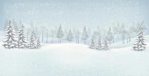 Christmas winter landscape background. vector. Stock Illustration