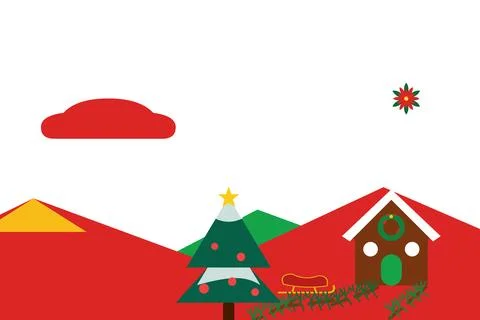 Christmas winter landscape with festive elements on transparent background Stock Illustration