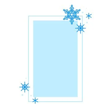 Christmas winter linear blue rectangle frame with snowflake, Modern minimal.. 스톡 일러스트