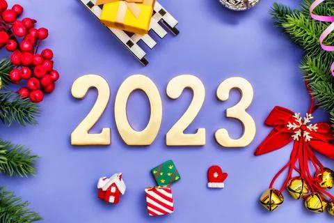 Christmas, winter, new year concept. 2023 Merry christmas greeting card. Happ Stock Photos