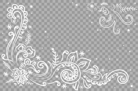 Christmas winter pattern drawn on transparent background. Stock Illustration