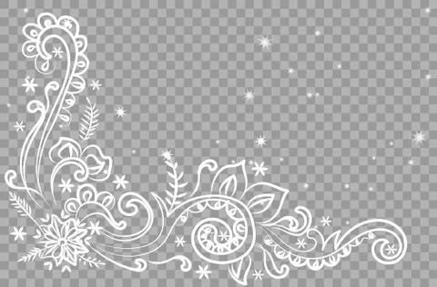 Christmas winter pattern drawn on transparent background. Use for postcards. Stock Illustration