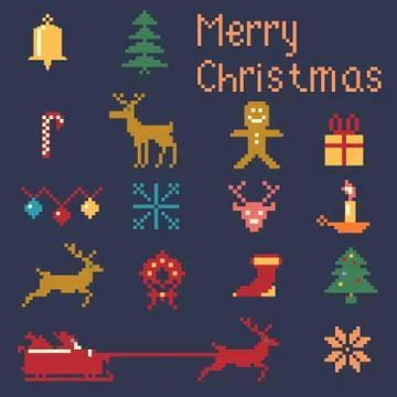 Christmas winter pixels Stock Illustration