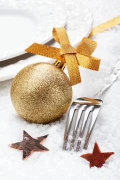 Christmas winter place setting Stock Photos