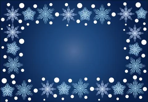 Christmas, winter rectangular frame of snowflakes on a blue background イラスト素材