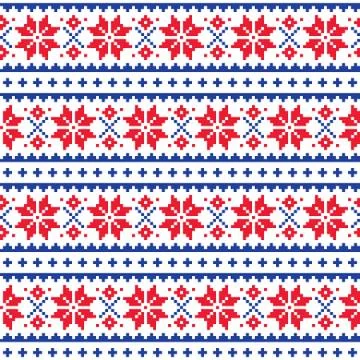 Christmas, winter seamless vector pattern, Scandianvian Lapland folk art design Stock Illustration
