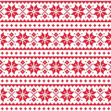 Christmas, winter seamless vector pattern, Scandianvian Lapland folk art design Stock Illustration