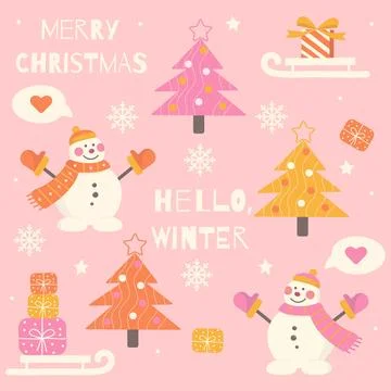 Christmas winter set Stock Illustration