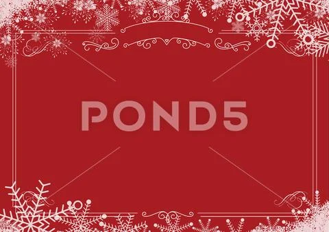 Christmas winter snowflake retro border and red textured background Stock Illustration