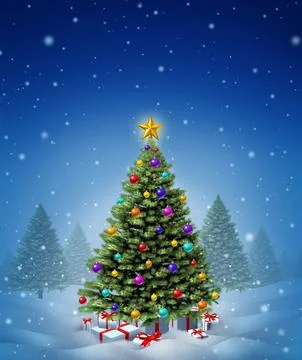 Christmas Winter Tree Stockillustratie