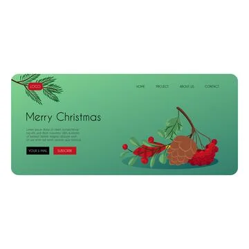 Christmas winter web header with festive evergreen illustration Stock Illustration