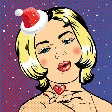 Christmas woman pop art comic vector Stock Illustration