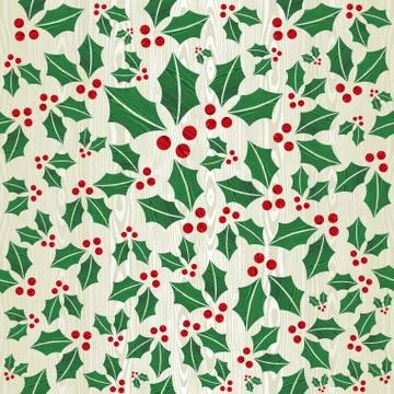 Christmas wooden mistletoe shape pattern Stock Illustration