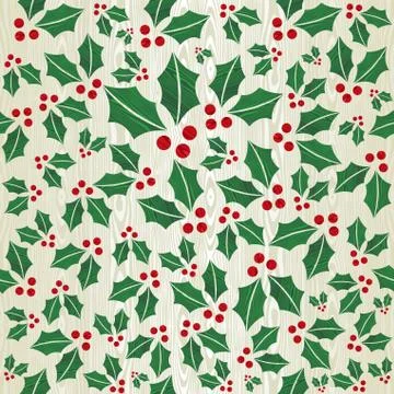 Christmas wooden mistletoe shape pattern Stock Illustration