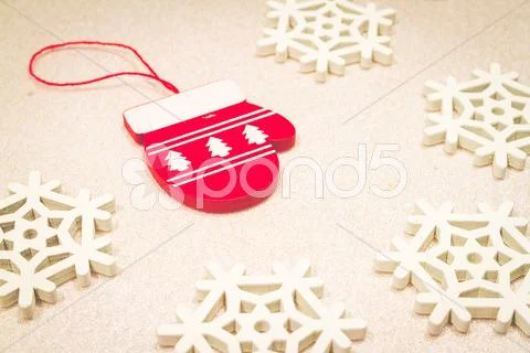 Christmas Wooden Ornaments Toy With Ribbon .