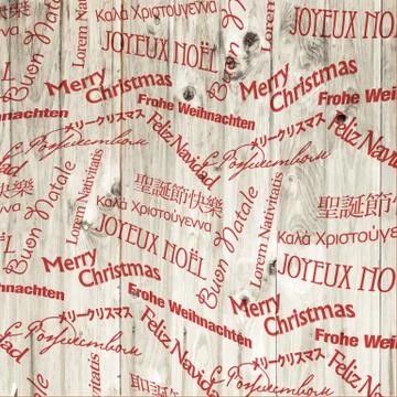 Christmas words pattern on wooden texture. vector Иллюстрация
