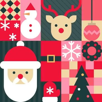 Christmas Wrapping Paper with Festive Patchwork of Holiday Icons Stock Illustration