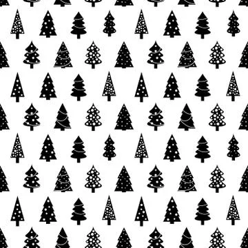 Christmas wrapping paper pattern - seamless Christmas tree background vector. Illustrazione stock