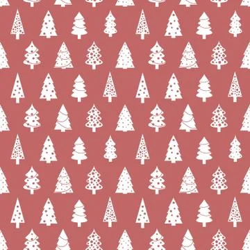 Christmas wrapping paper pattern - seamless Christmas tree background vector. Stock Illustration