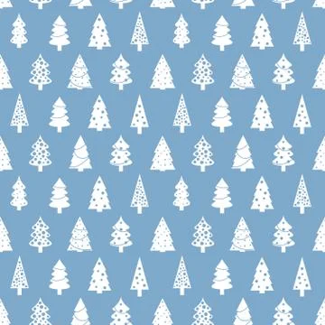 Christmas wrapping paper pattern - seamless Christmas tree background vector. Illustrazione stock