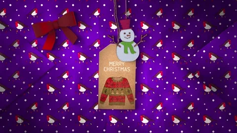 Christmas Wrapping Paper  With Tags 04 Stock Footage 294065553