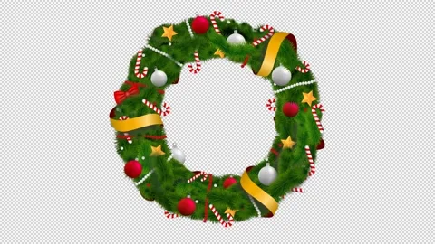 Christmas wreath animation loop alpha channel background Stock Footage 226728389
