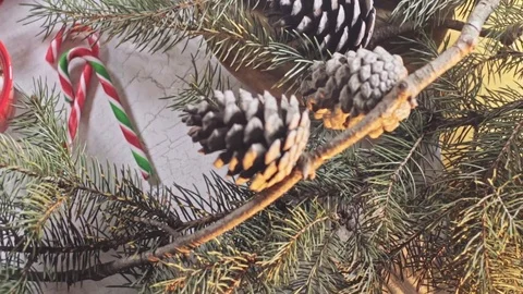 Christmas wreath beautifully served on a rustic table. Stock Footage 70964751