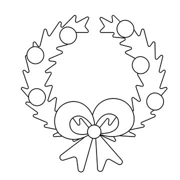 Christmas wreath with bow in black and white Stock-Illustration
