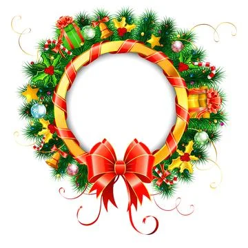 Christmas Wreath with Bow Stock Illustration