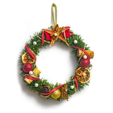 Christmas wreath with decorations Stock Photos