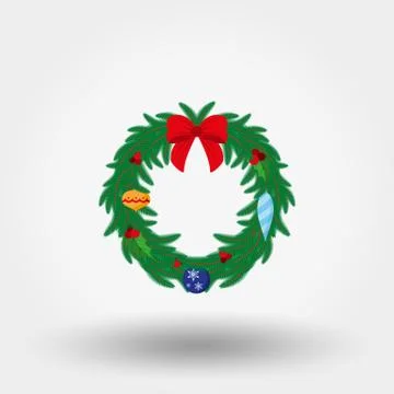 Christmas wreath. Flat Stock Illustration
