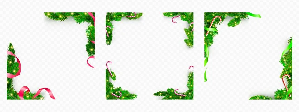 Christmas wreath frames on transparent background Illustrazione stock