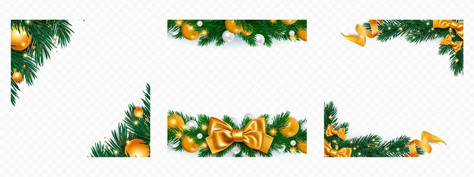 Christmas wreath frames on transparent background Stock Illustration