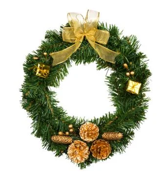 Christmas wreath isolated on white Stock Photos