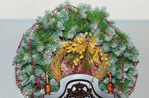 Christmas wreath on a light background Stock Photos