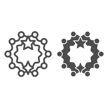 Christmas wreath line and solid icon, Christmas concept, Christmas pine garland 스톡 일러스트