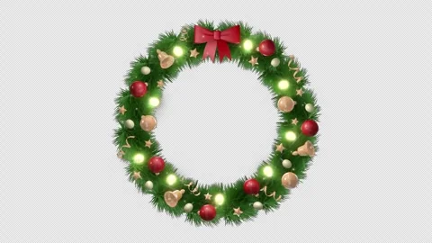 Christmas wreath overlay on a seamless loop Stock Footage 296120532