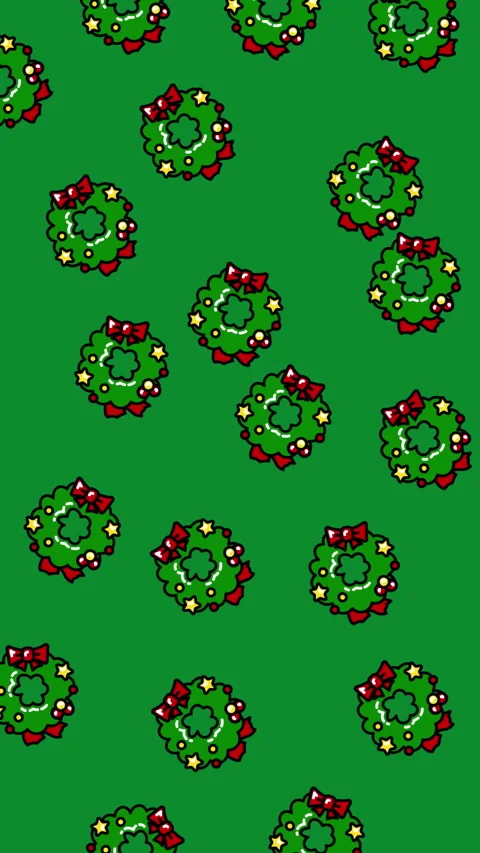 Christmas Wreath Pattern Green Background Festive Holiday Design. Stock Footage 325011378