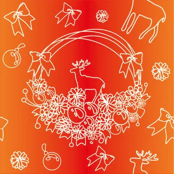 Christmas wreath pattern in red- orange colors Stock Illustration