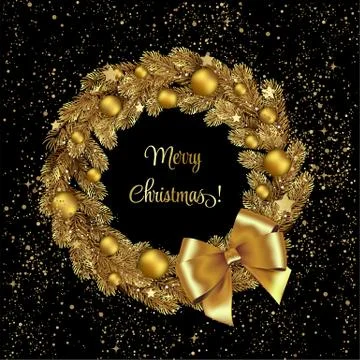 Christmas Wreath Pine Branches Stock Illustration