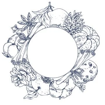 A Christmas wreath with pine branches, pine cones, tangerines, cotton candy Stock Illustration