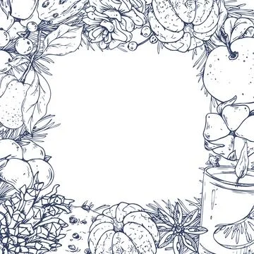 A Christmas wreath with pine branches, pine cones, tangerines, cotton candy Stock Illustration