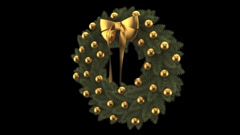 Christmas wreath rotation 3d animation Stock Footage 123711732