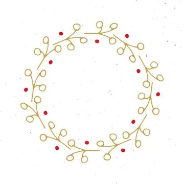 Christmas wreath Round Frames set hand drawn doodles. Vector illustration 库存插图