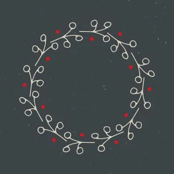Christmas wreath Round Frames set hand drawn doodles. Vector illustration Stock Illustration