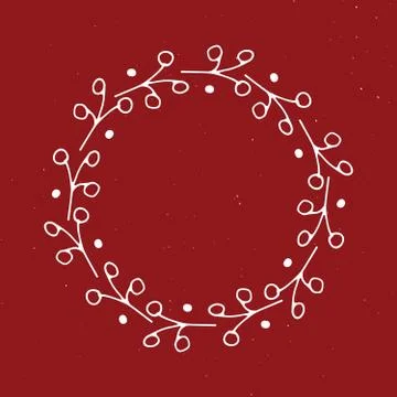 Christmas wreath Round Frames set hand drawn doodles. Vector illustration 스톡 일러스트