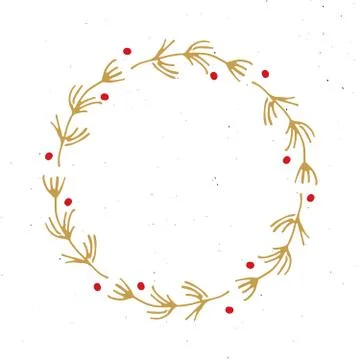 Christmas wreath Round Frames set hand drawn doodles. Vector illustration Stock Illustration