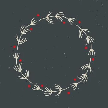 Christmas wreath Round Frames set hand drawn doodles. Vector illustration 库存插图