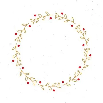 Christmas wreath Round Frames set hand drawn doodles. Vector illustration イラスト素材